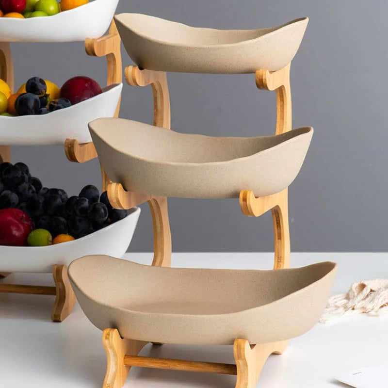 Fruteira de Mesa em Bambu Japonês Premium - Zafer Decor