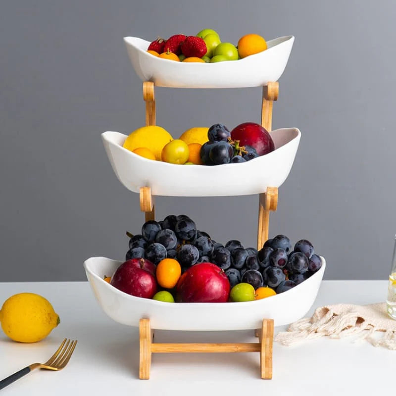 Fruteira de Mesa em Bambu Japonês Premium - Zafer Decor